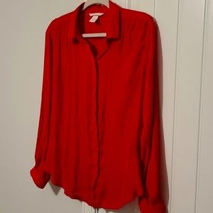 Silky Red Animal Print Blouse